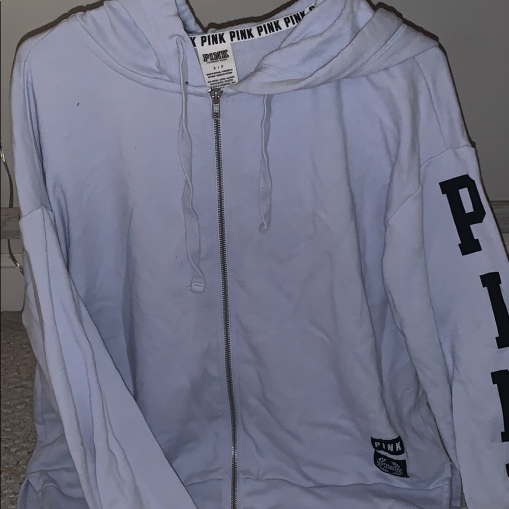 VS/Pink zip up light blue/purple hoodie.